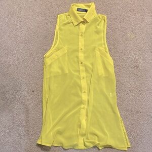 (NWOT) Costa Blanca Yellow Sleeveless Button-Up Blouse